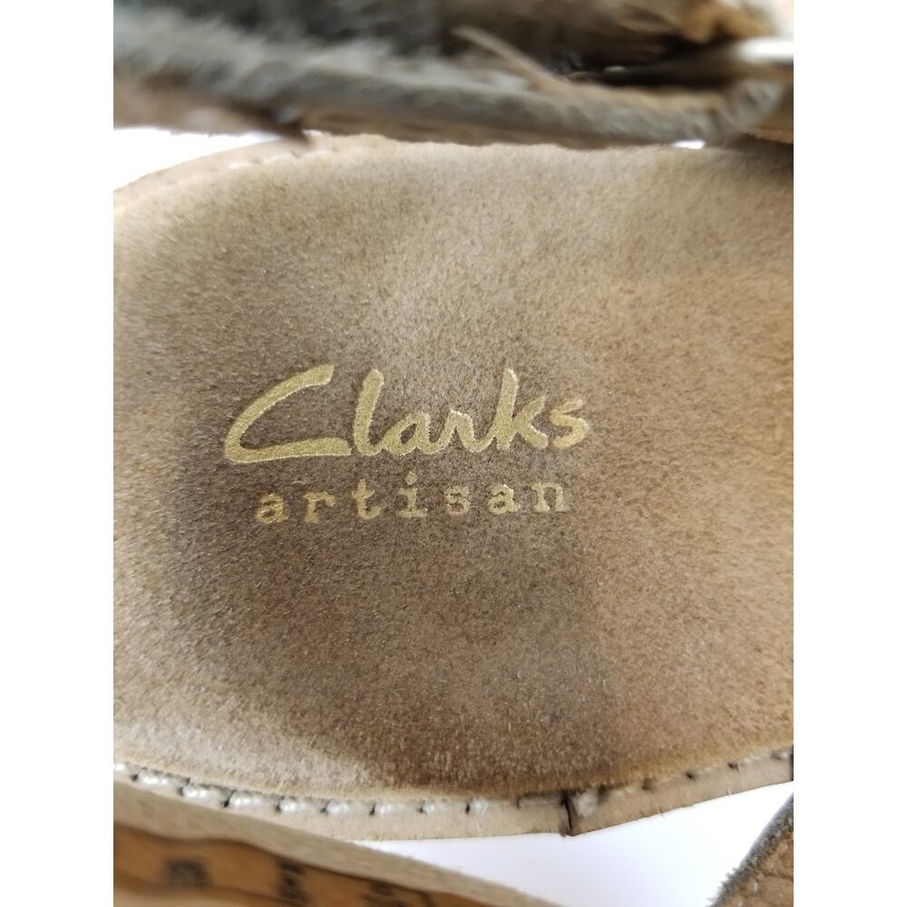 Clarks Artisan Aisley Tulip Cork Wedge Heel Leather Slingback Sandals Tan Size 8 - Picture 5 of 8